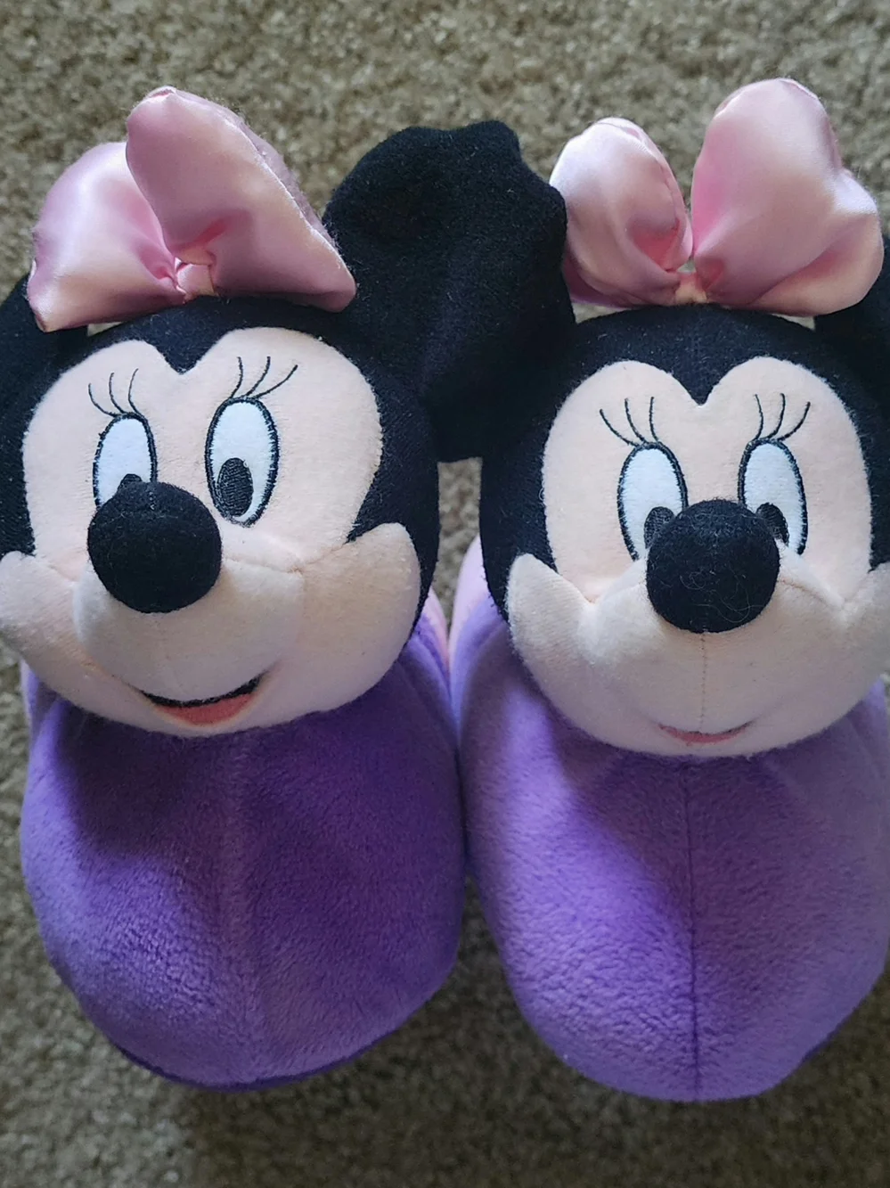 Minnie Mouse Purple Plush Kids One-Piece Slippers